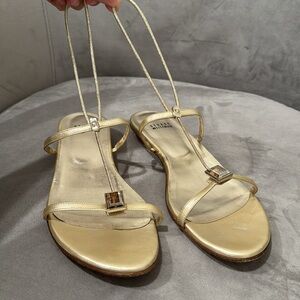 Stuart Weitzman Gold With Amber Crystal Bartee Formal Sandals Sz 8